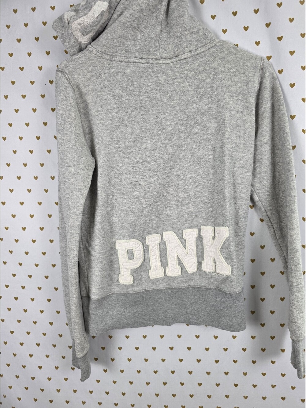 Victorias Secret Pink Full Zip Y2k Logo Grey Hoodie Jacket Love Small